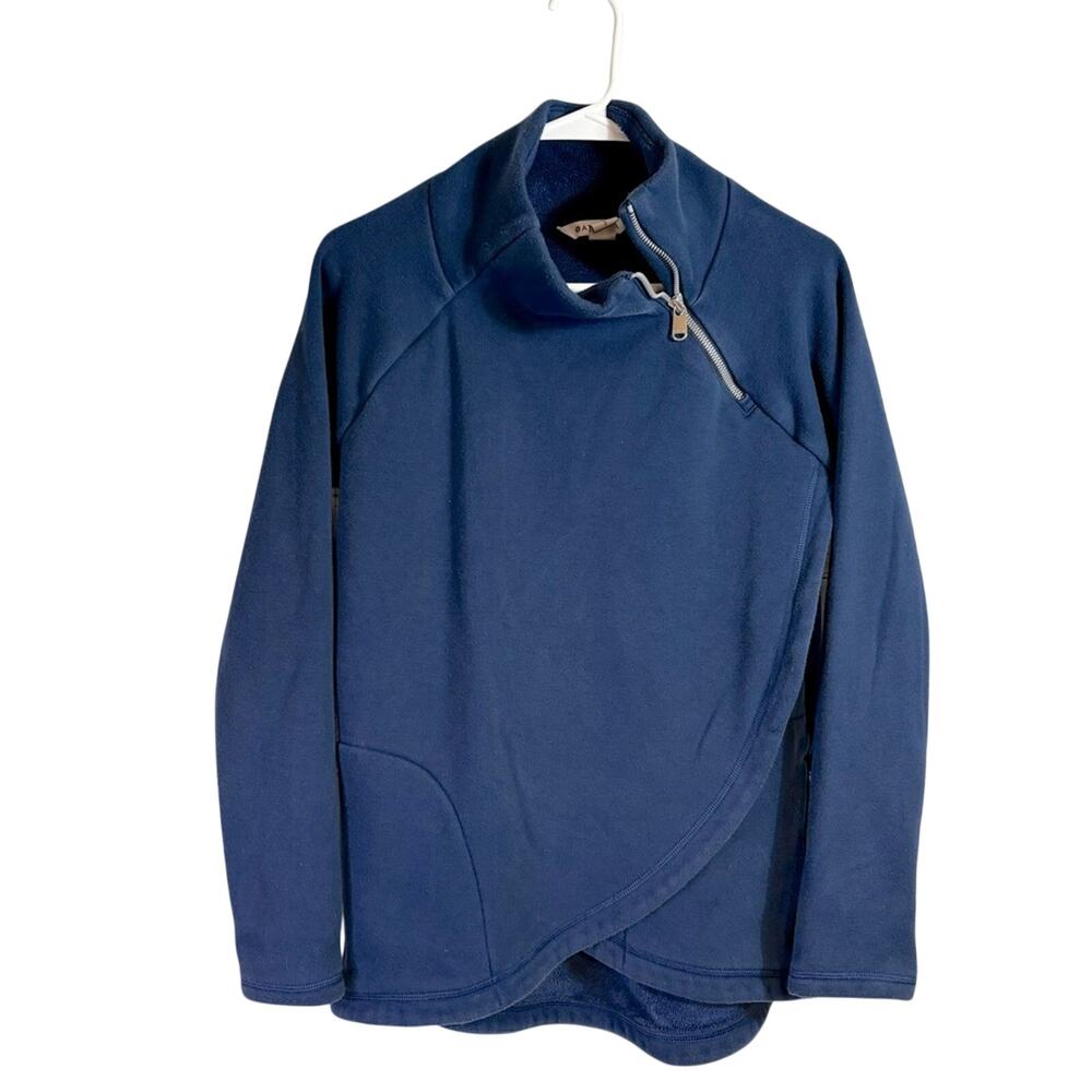 Athleta Blue High Collar Cross Hem Sweatshirt Size Small